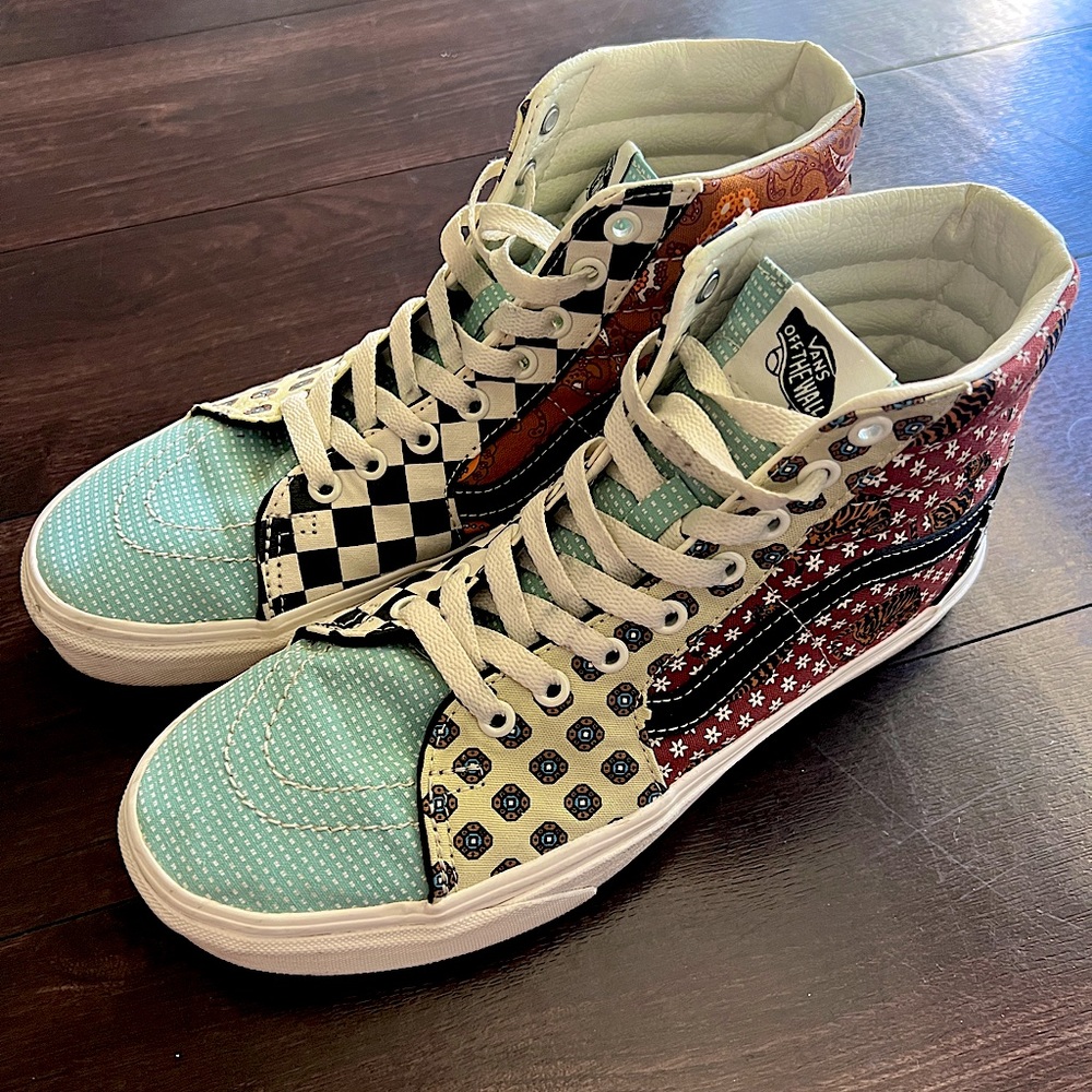 Size 9 Vans patchwork shoes